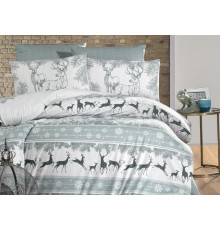 Постельное белье First Choice - Deer Dark Green, полуторный комплект