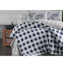 Постельное белье First Choice - Edmon Navy Blue, евро комплект